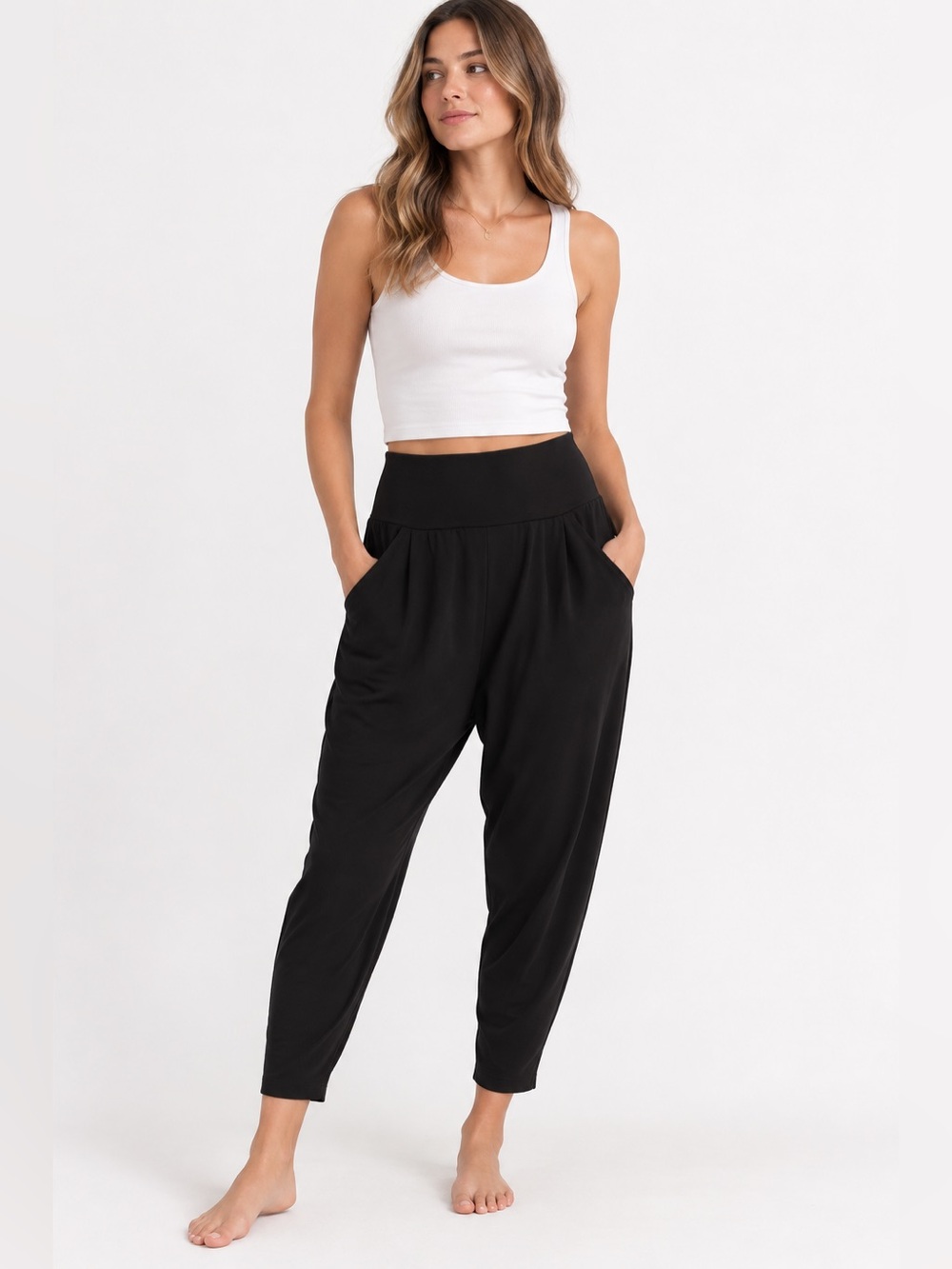 Vuori Lux At Ease Harem Pants Black XS High Rise Soft Lounge Yoga VW427